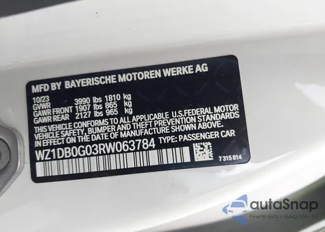 2024 Toyota Gr Supra 3.0 Premium z USA, uszkodzony, nr VIN WZ1DB0G03RW063784